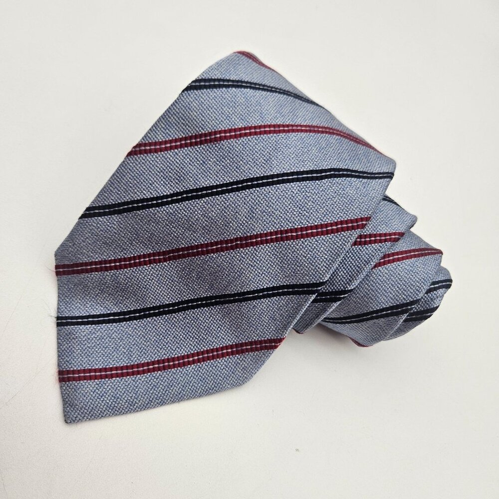 Le Copains Blue Red Striped  61" Silk Tie